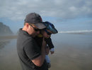 Robert and grandson Harrison - Canno Beach - Oregon