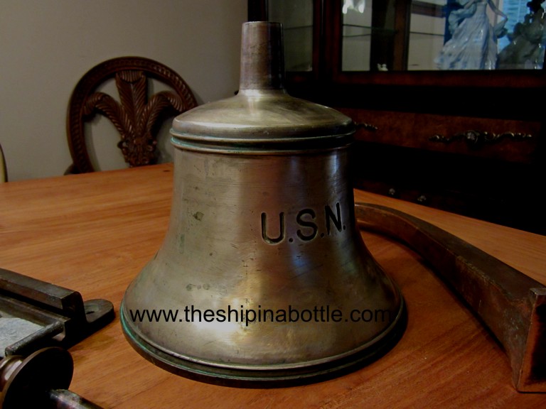 USN United States Navy Brass Nickel Plated Nautical Naval Ship Bell U.S.N.  Boat 